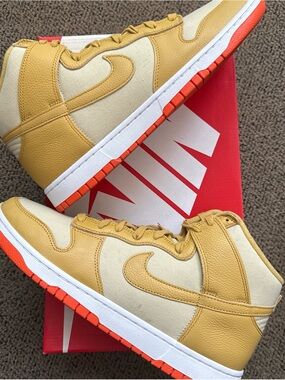 Nike Dunk High Wheat Gold Safety Orange